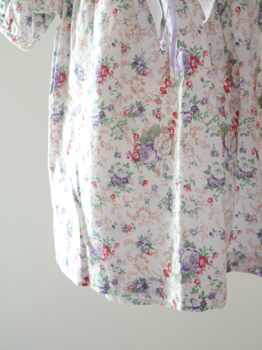 Vintage Lace Collar Beige Floral Dress Top / 9-12M