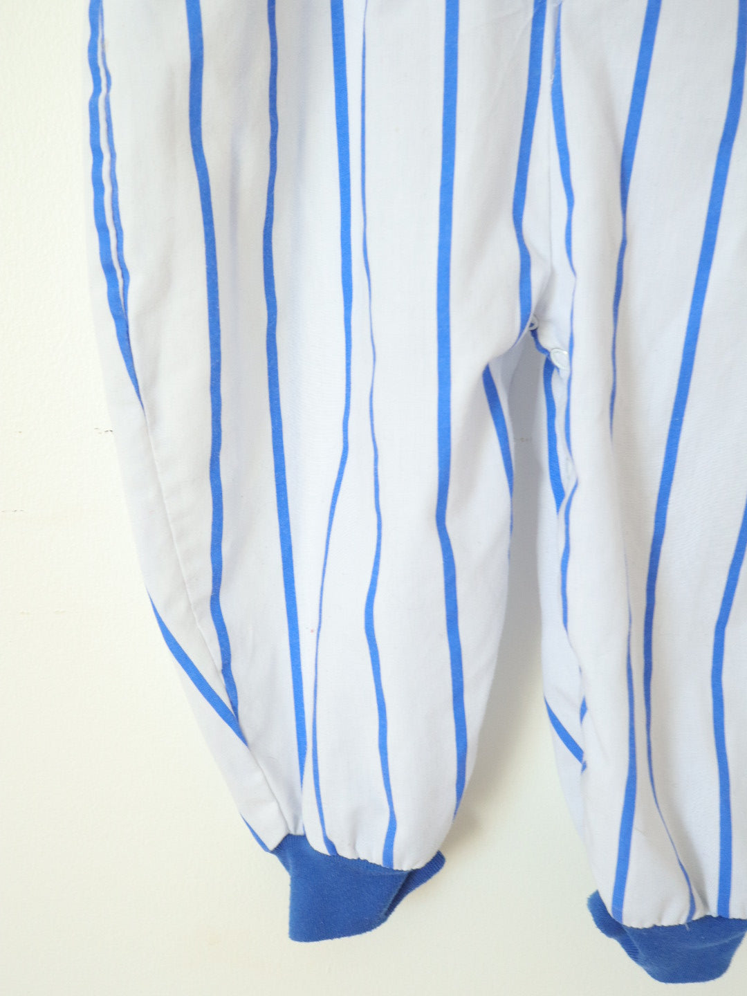 Vintage Blue Striped "Home run" Baseball Rompers / 18M