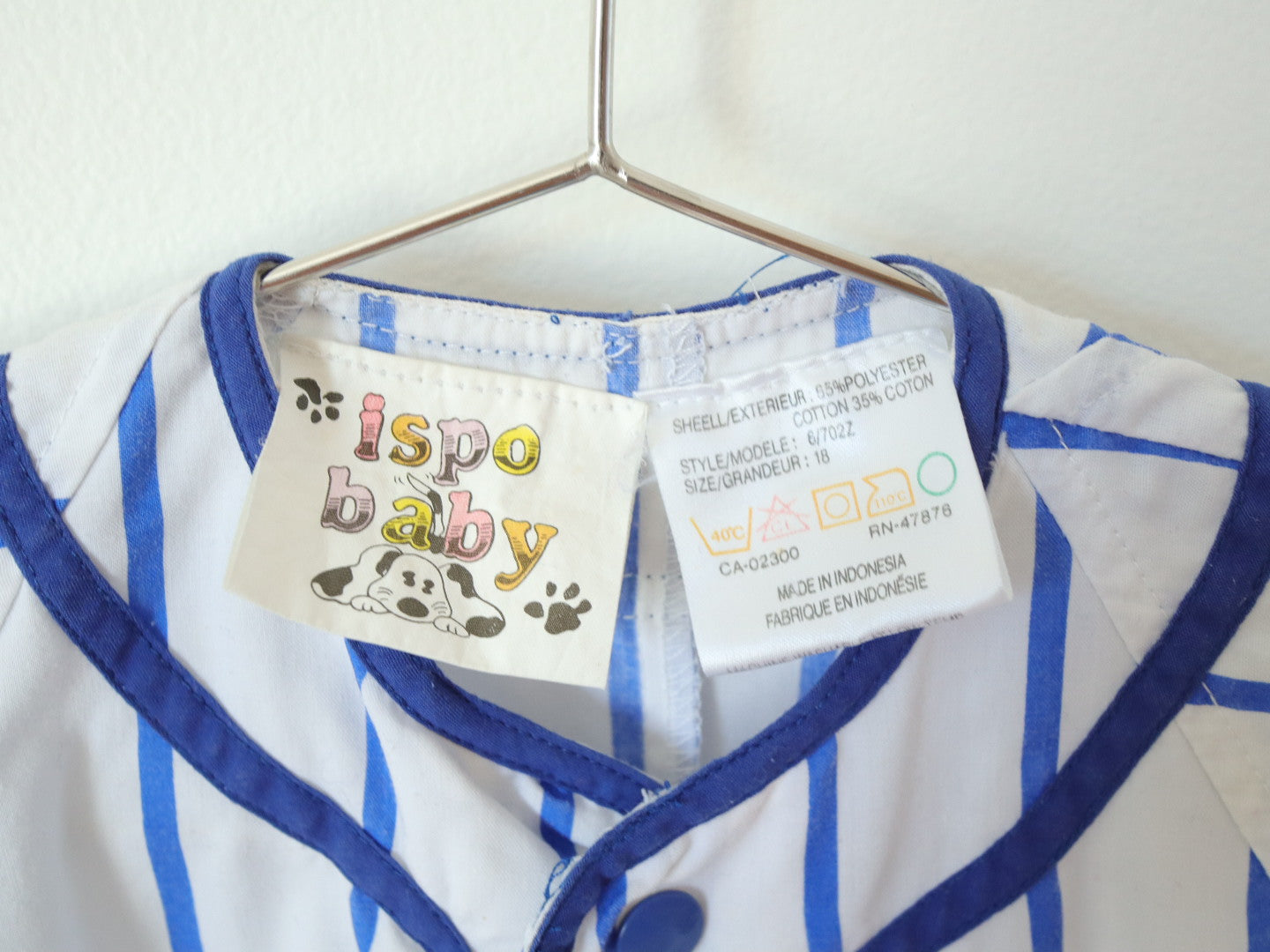 Vintage Blue Striped "Home run" Baseball Rompers / 18M