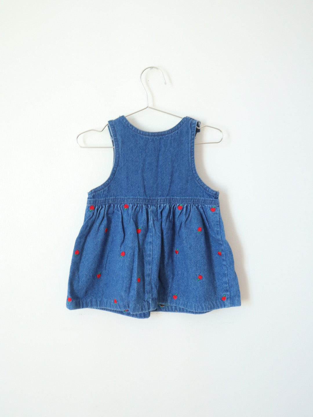 Vintage OSHKOSH Apple Embroidered Denim Dress / 24M