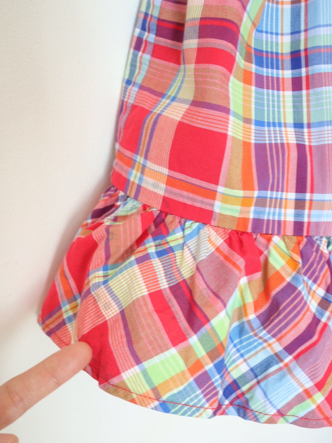 Pre-loved Ralph Lauren Red Plaid Frilled Sleeve Dress / 2-3T
