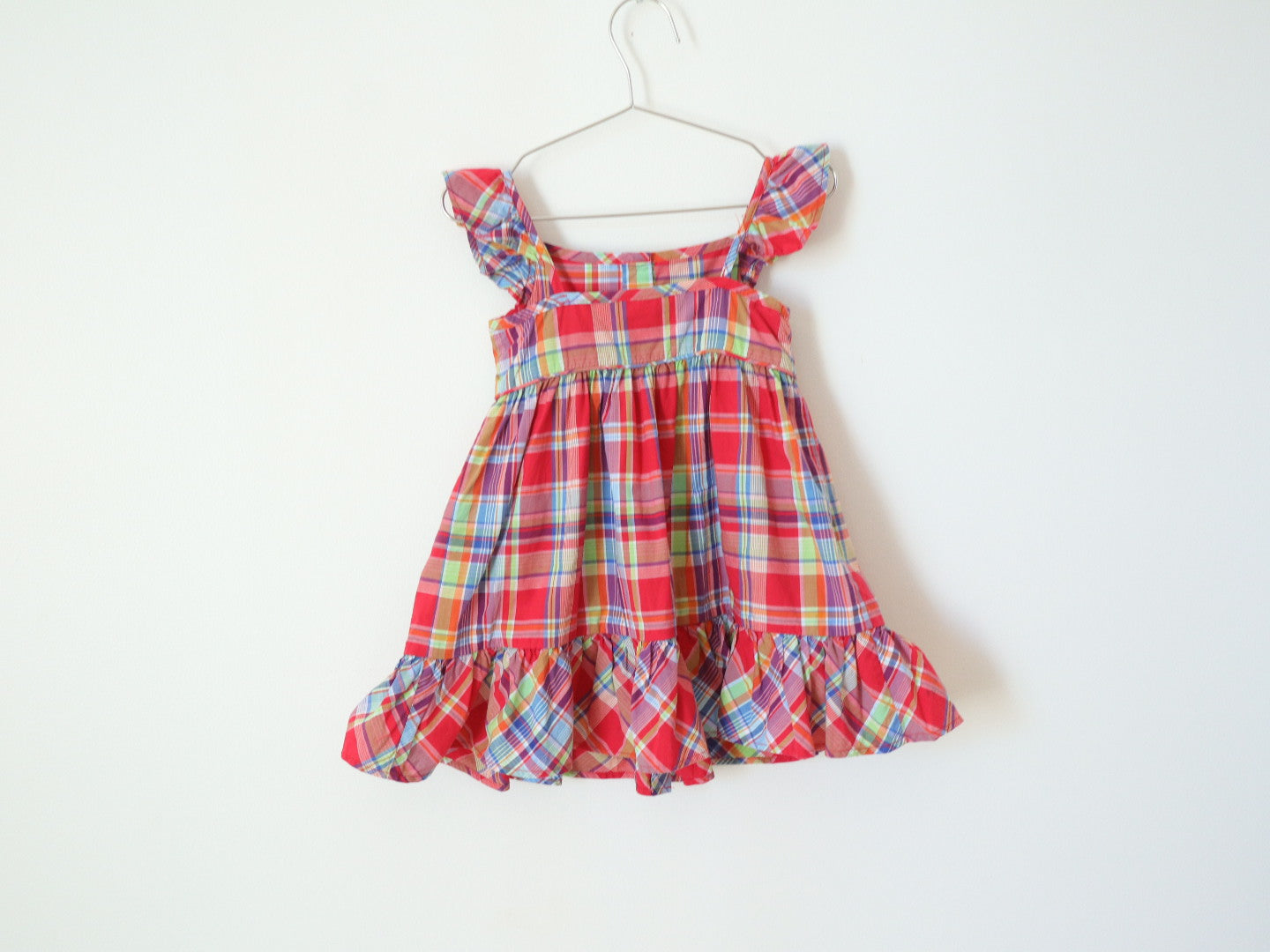 Pre-loved Ralph Lauren Red Plaid Frilled Sleeve Dress / 2-3T