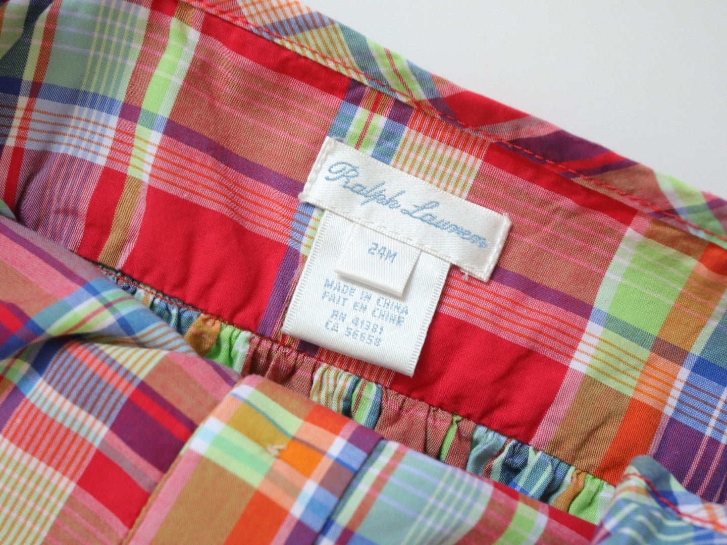 Pre-loved Ralph Lauren Red Plaid Frilled Sleeve Dress / 2-3T