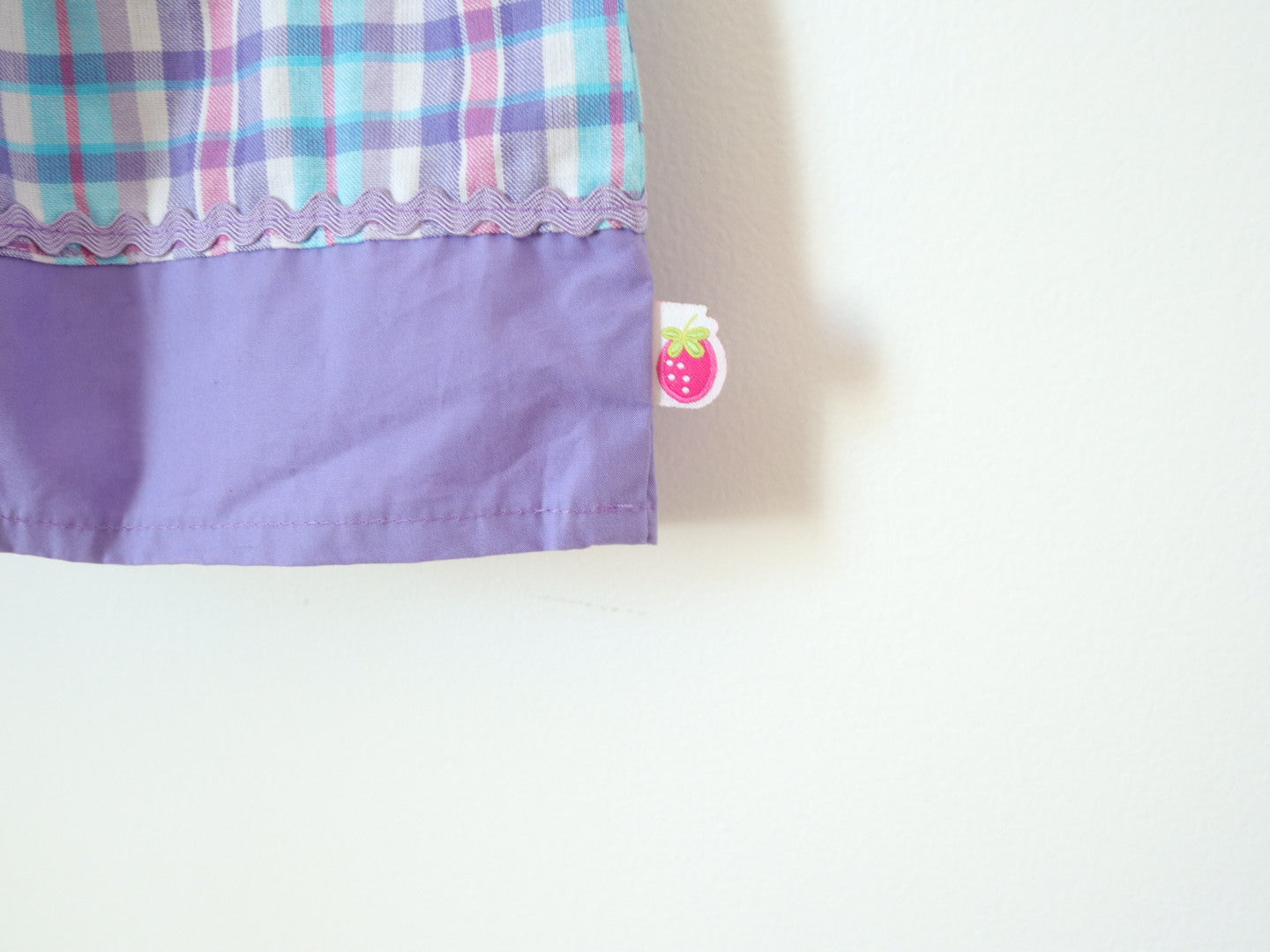 Vintage Please mum Apple Purple Plaid Cotton Dress / 18M