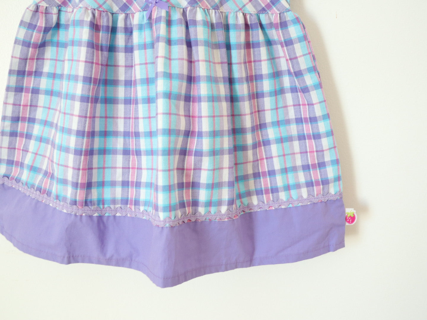 Vintage Please mum Apple Purple Plaid Cotton Dress / 18M