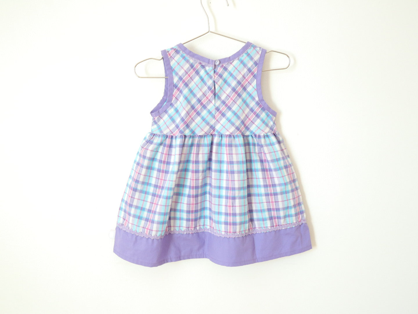 Vintage Please mum Apple Purple Plaid Cotton Dress / 18M