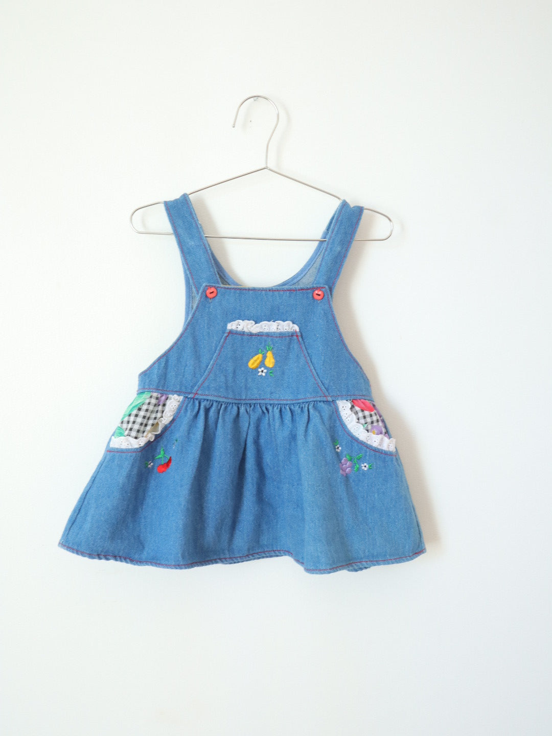 Vintage Fruits Embroidered Denim Dress / 2-3T