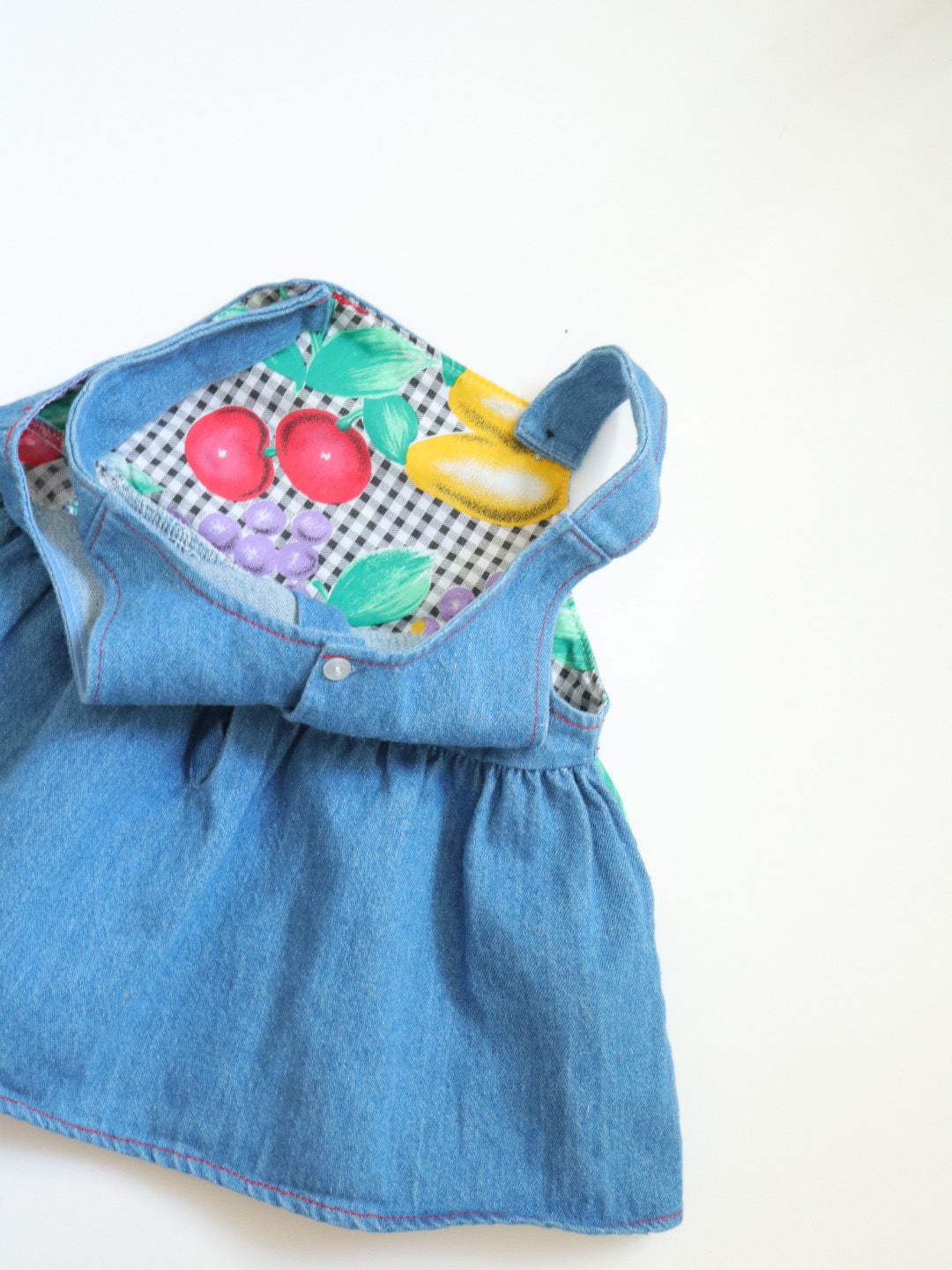 Vintage Fruits Embroidered Denim Dress / 2-3T