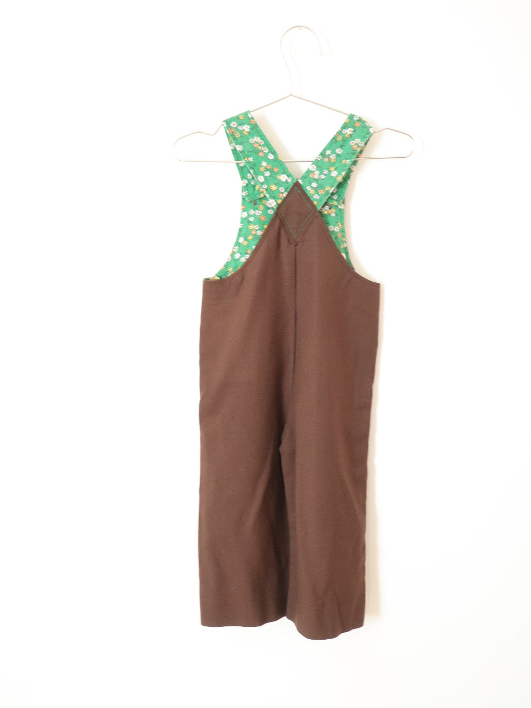Vintage Brown Cotton Floral Pockets Overall / 2T