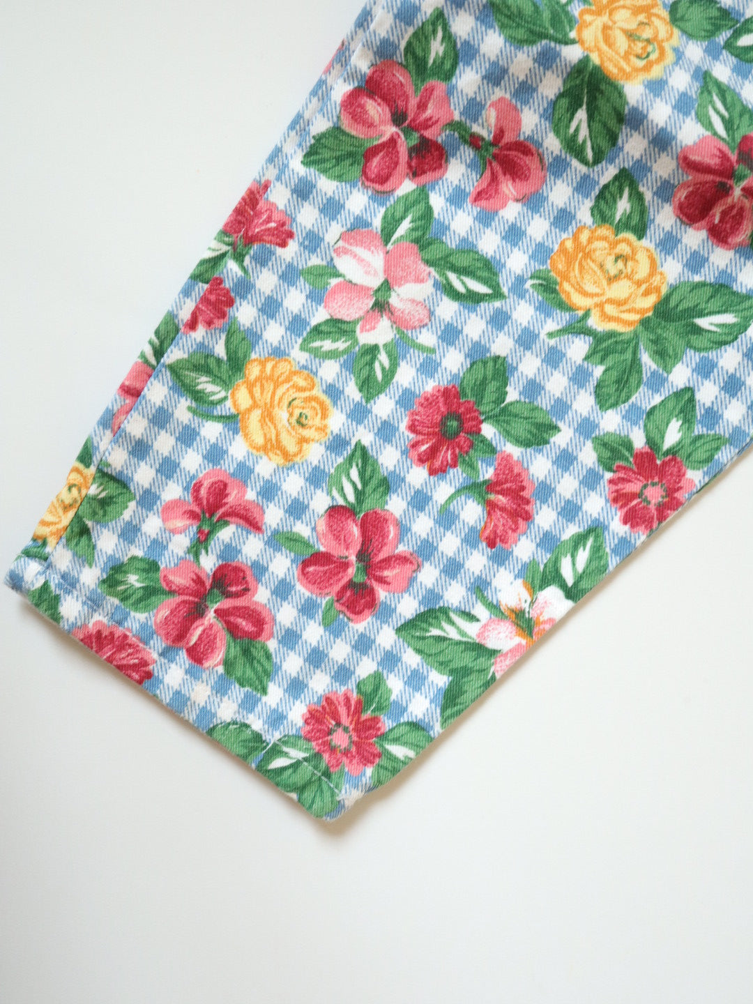 Vintage Blue Plaid Floral Printed T-Shirt + Pants Outfit SET / 3T
