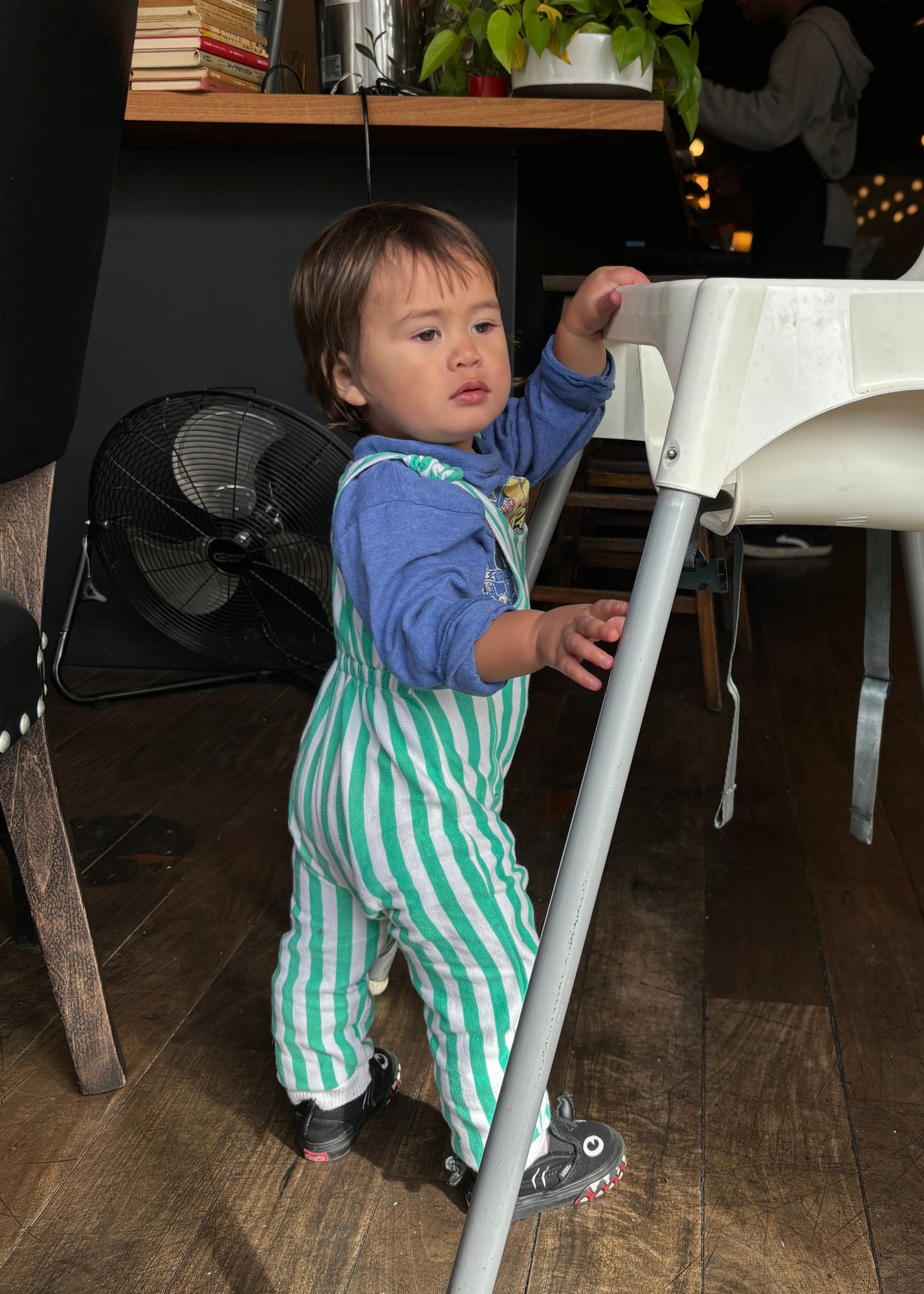 Vintage GYM12 Green Stripe Baby Overall / 12M