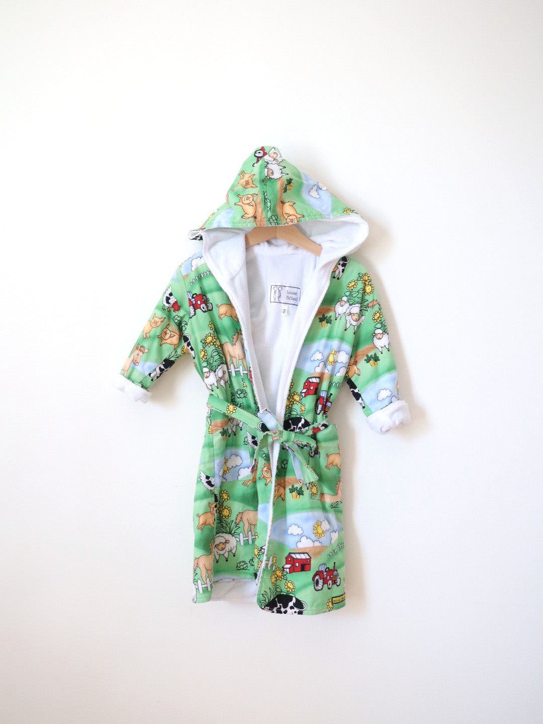 Retro Farm Animals Hooded Bath Beach Robe / 2-3T