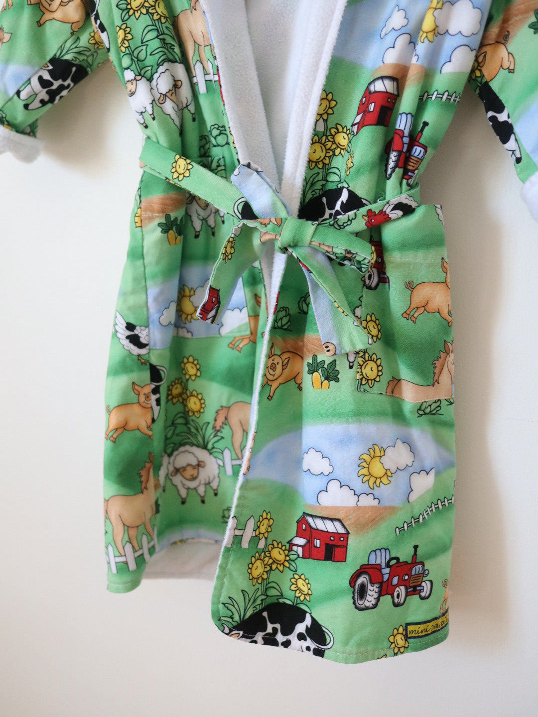 Retro Farm Animals Hooded Bath Beach Robe / 2-3T