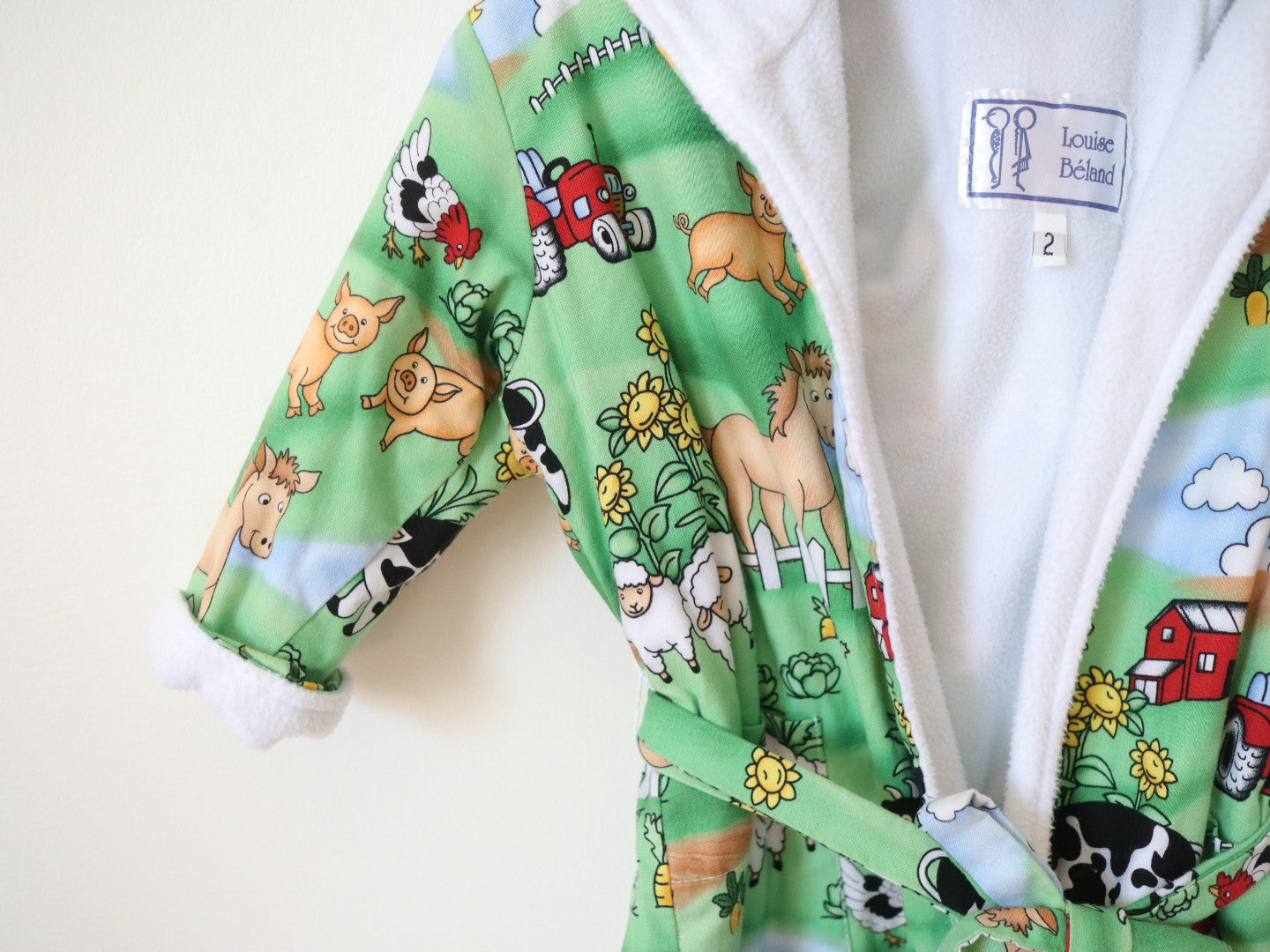 Retro Farm Animals Hooded Bath Beach Robe / 2-3T