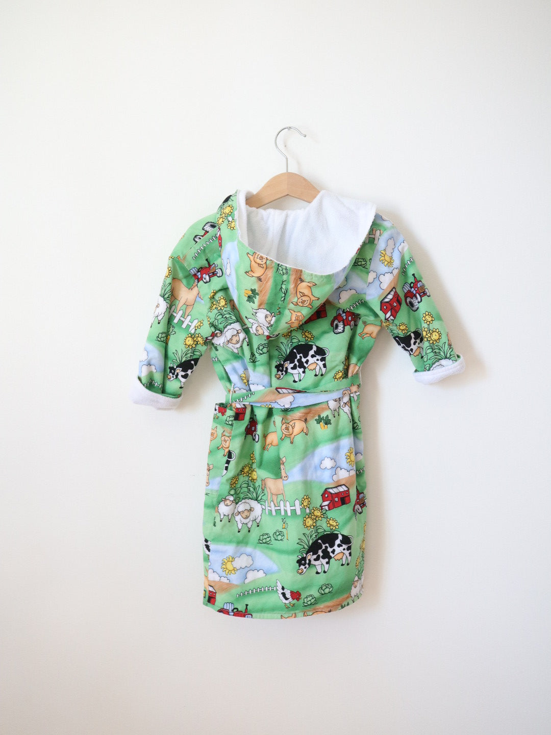 Retro Farm Animals Hooded Bath Beach Robe / 2-3T