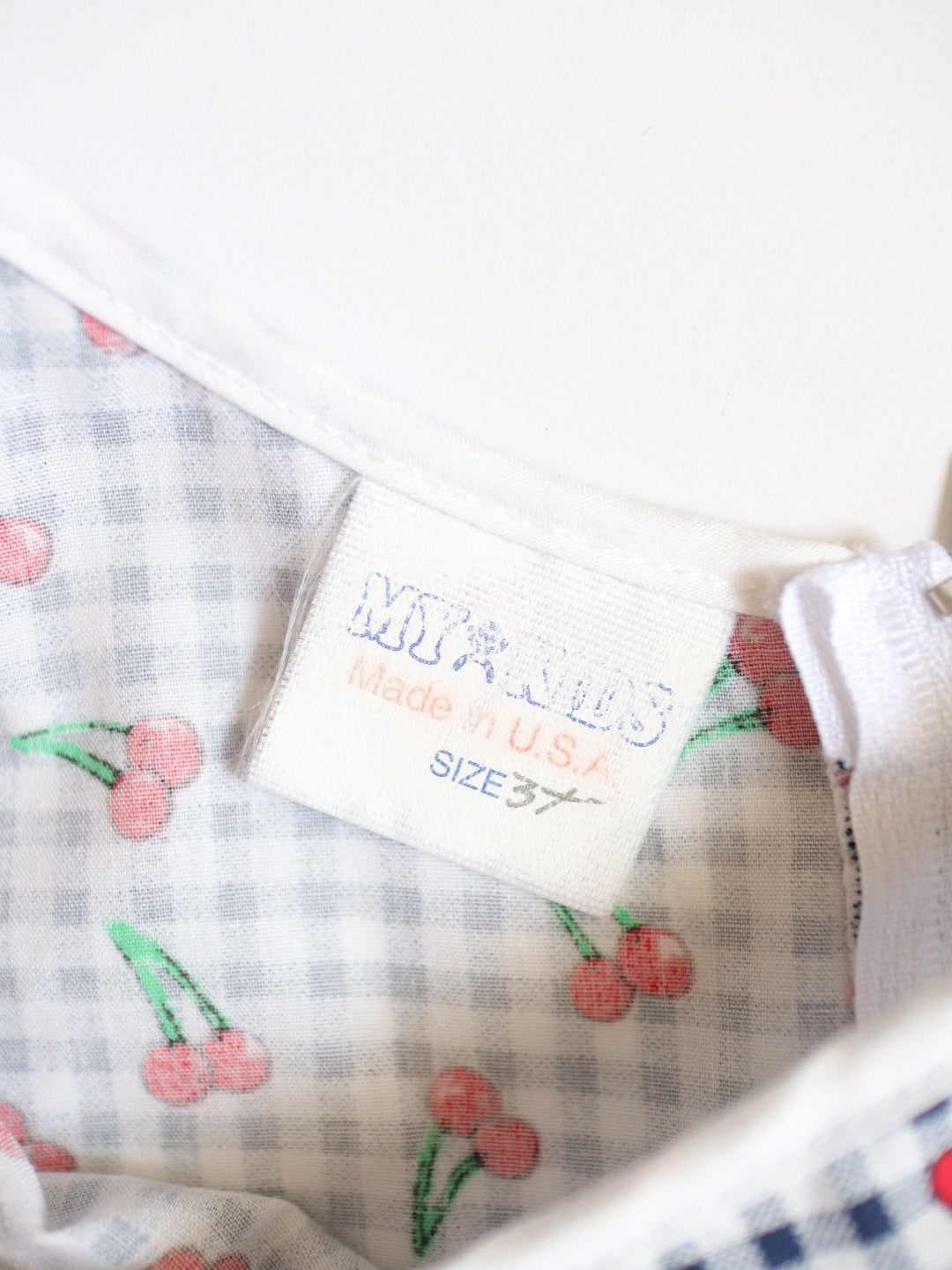 Vintage Cherry Gingham Printed Summer Dress / 4-5Y