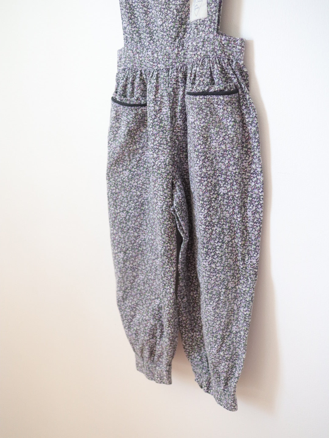 Vintage Purple & Black Floral Cotton Jumpsuits / 4Y