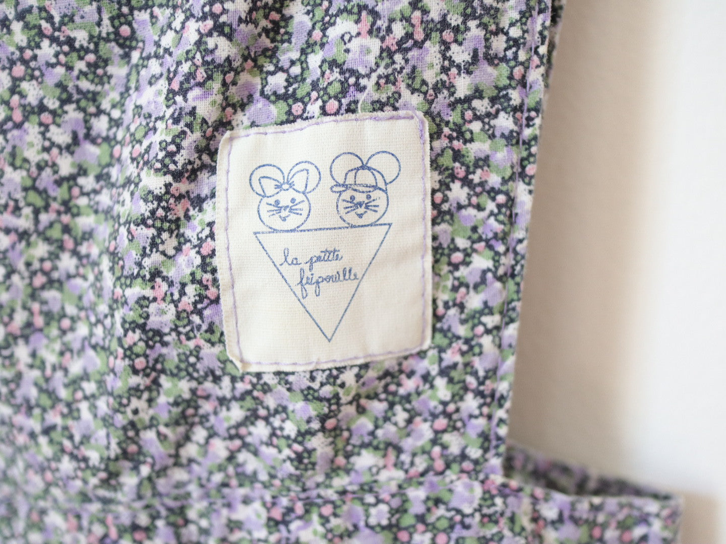 Vintage Purple & Black Floral Cotton Jumpsuits / 4Y