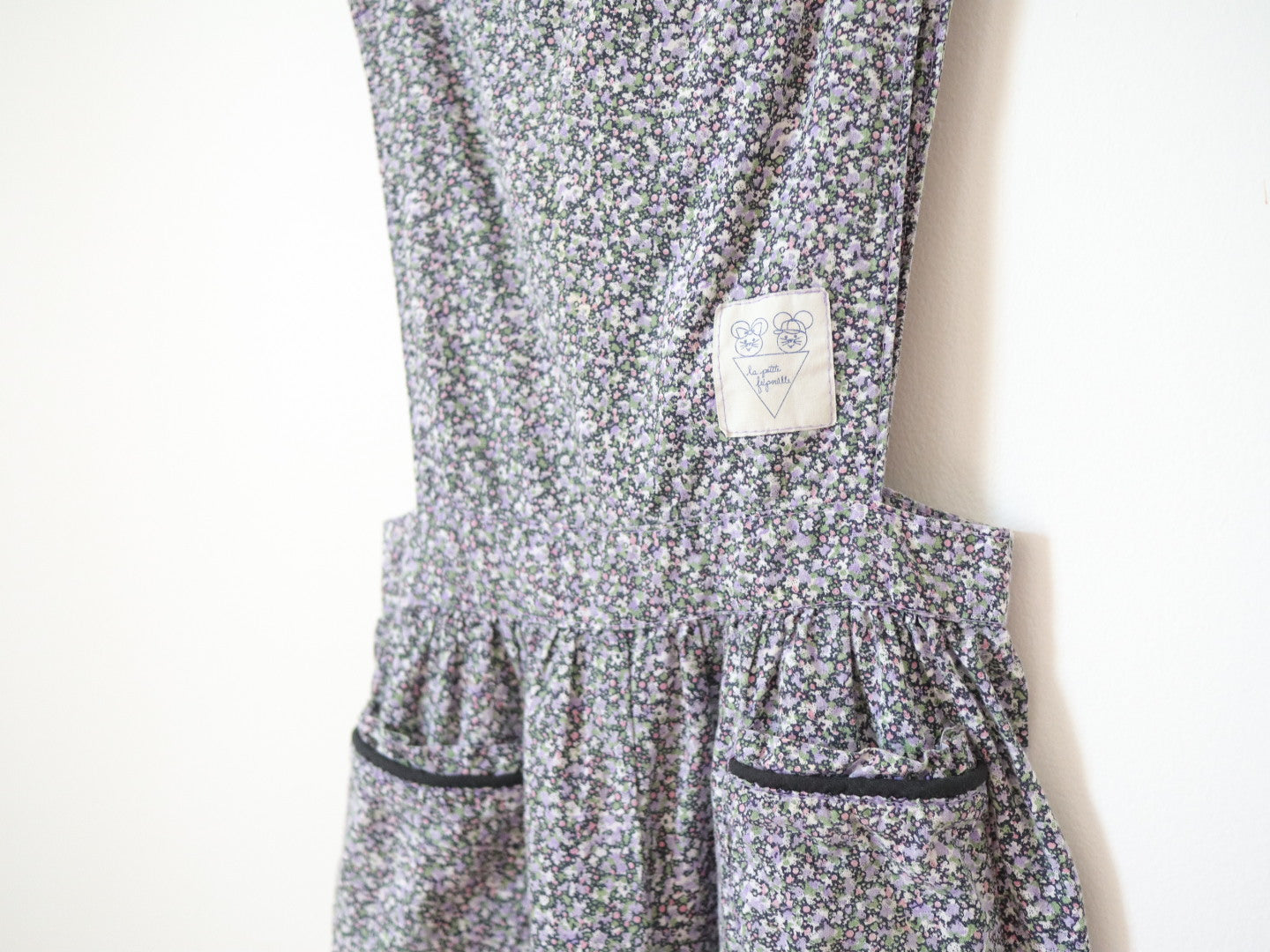 Vintage Purple & Black Floral Cotton Jumpsuits / 4Y