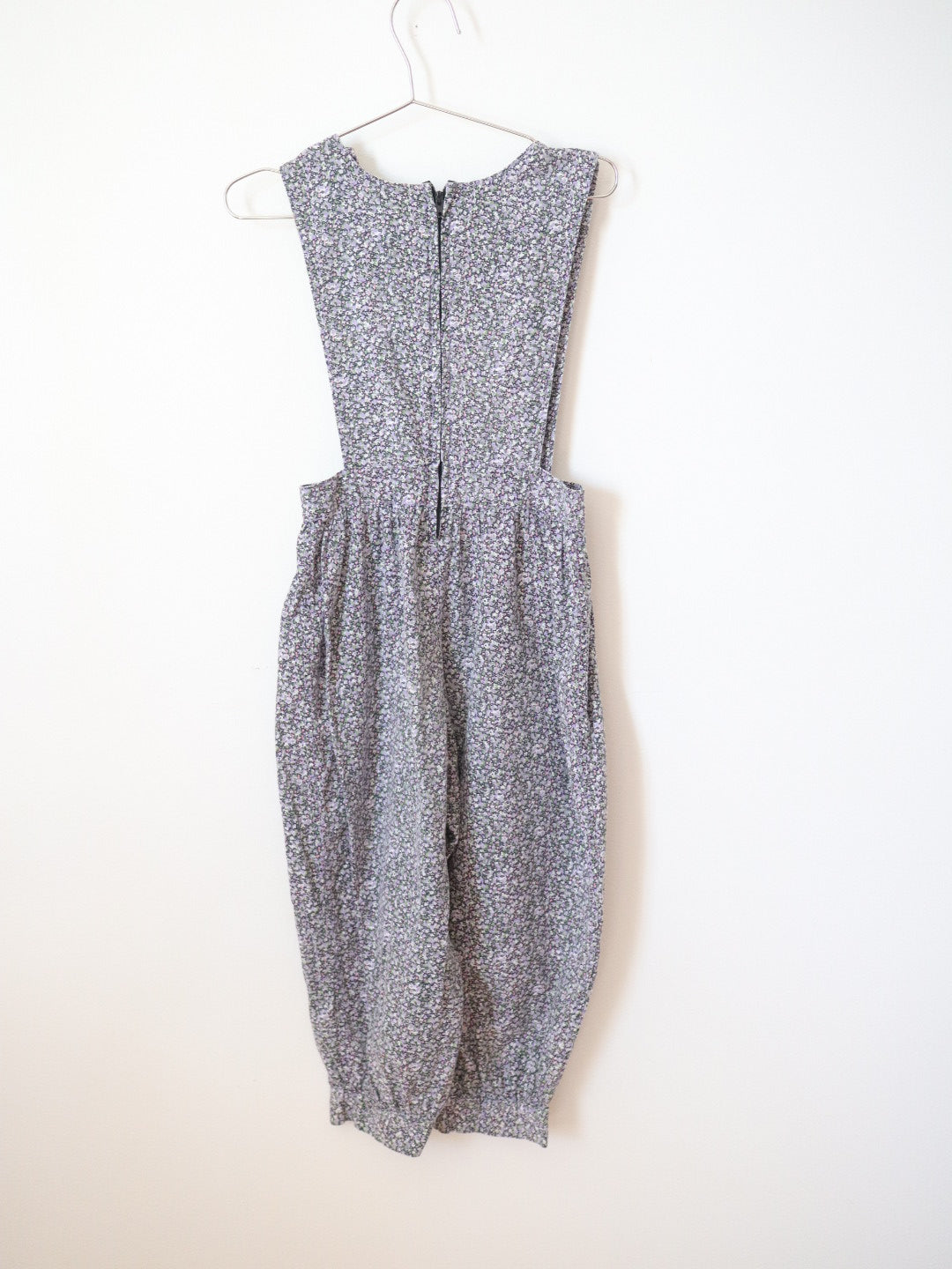 Vintage Purple & Black Floral Cotton Jumpsuits / 4Y