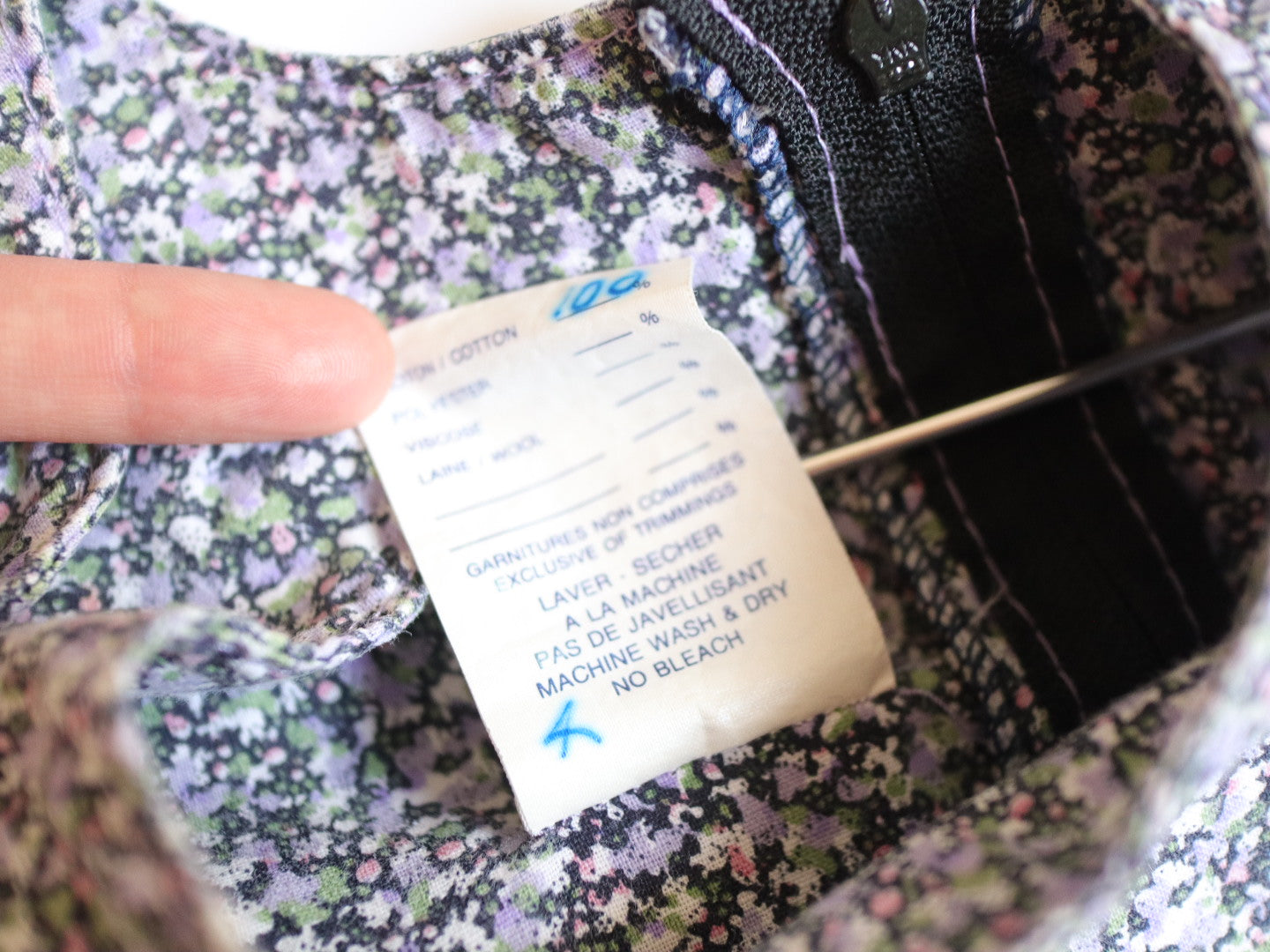 Vintage Purple & Black Floral Cotton Jumpsuits / 4Y