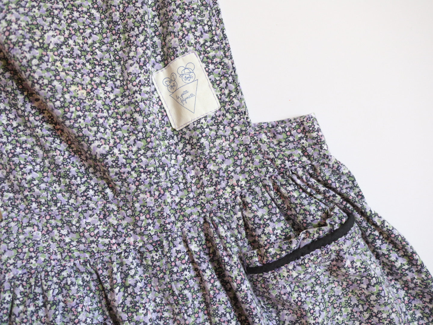 Vintage Purple & Black Floral Cotton Jumpsuits / 4Y