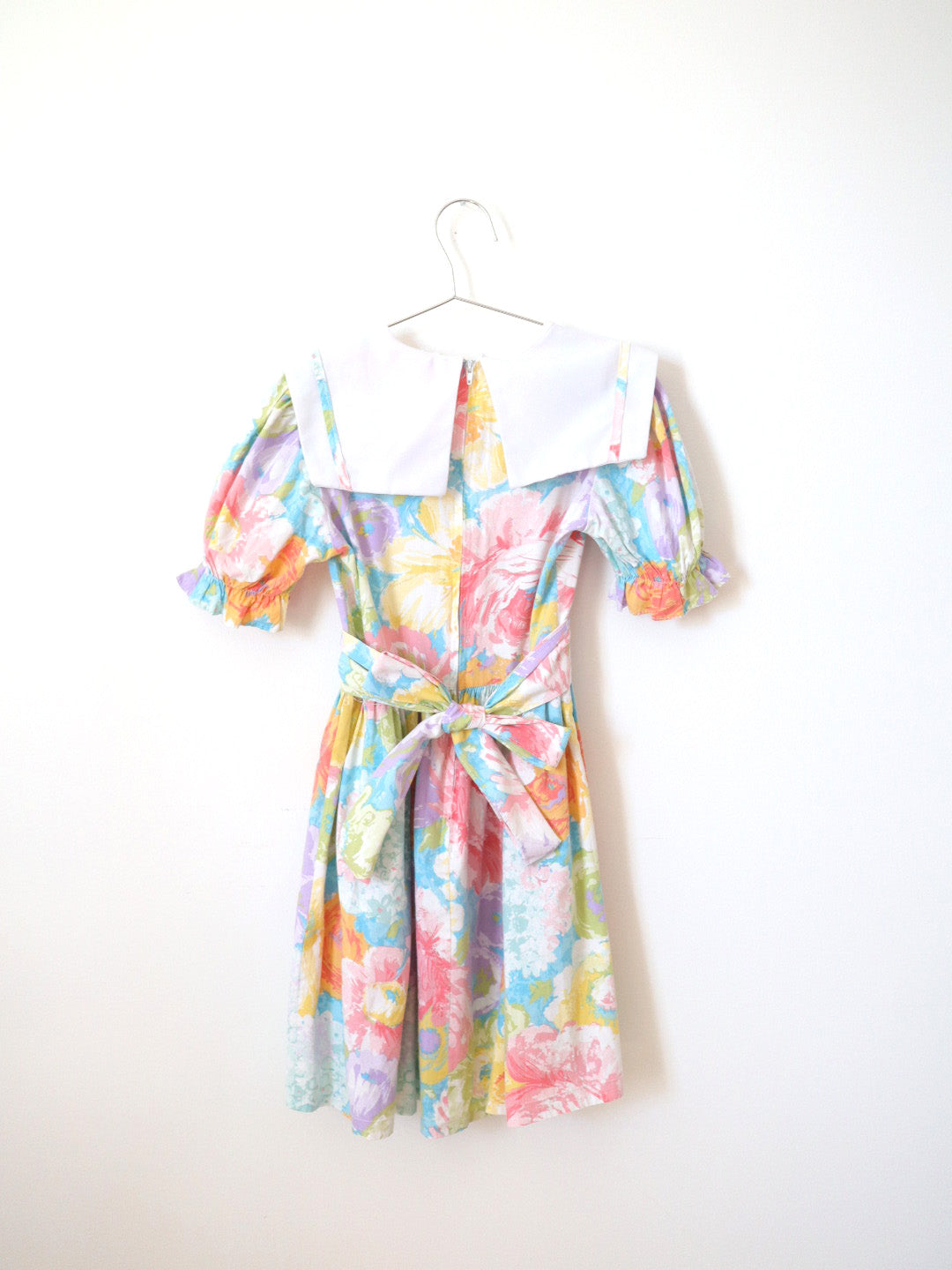 Vintage Big Collar Floral Midi Dress / 6-8Y