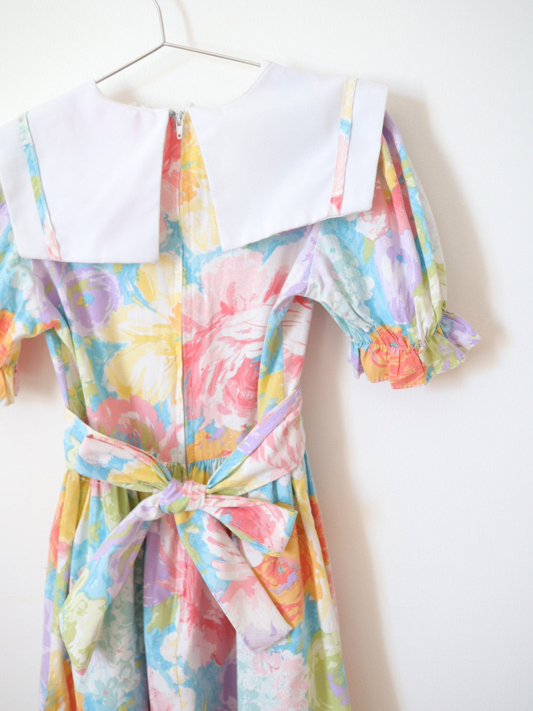 Vintage Big Collar Floral Midi Dress / 6-8Y