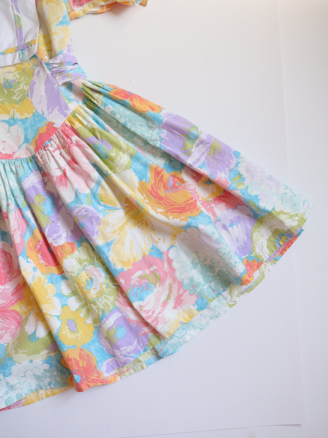 Vintage Big Collar Floral Midi Dress / 6-8Y