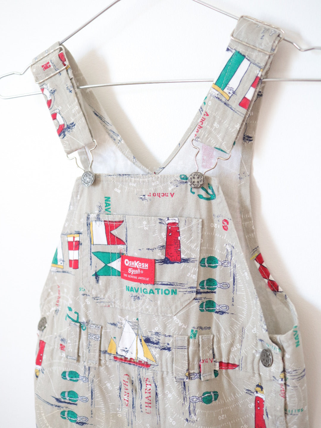 Vintage OSHKOSH Sailboat Printed Short Overall / 6Y+