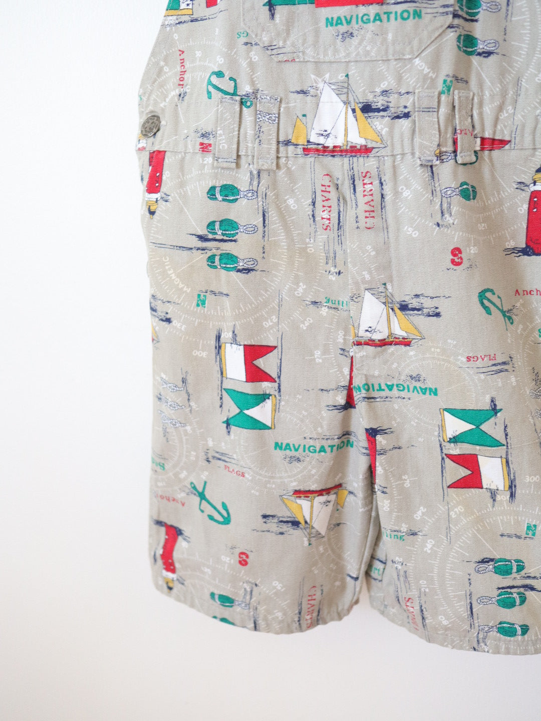 Vintage OSHKOSH Sailboat Printed Short Overall / 6Y+