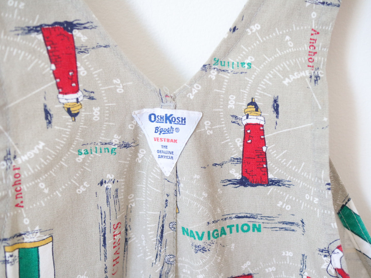 Vintage OSHKOSH Sailboat Printed Short Overall / 6Y+