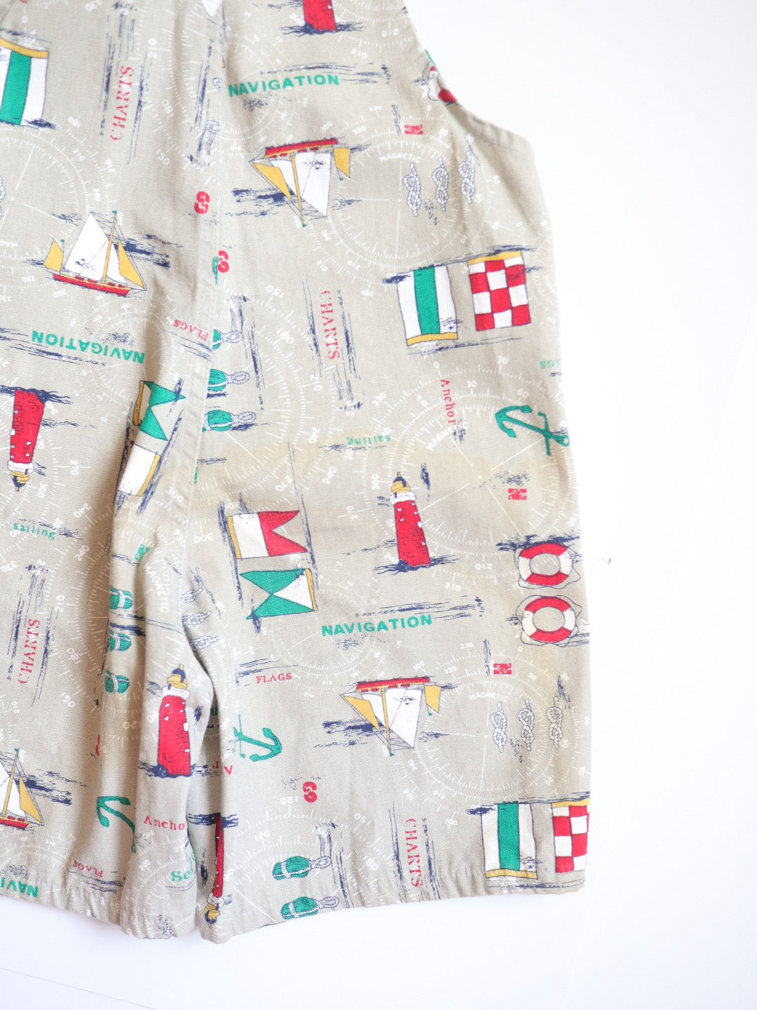 Vintage OSHKOSH Sailboat Printed Short Overall / 6Y+