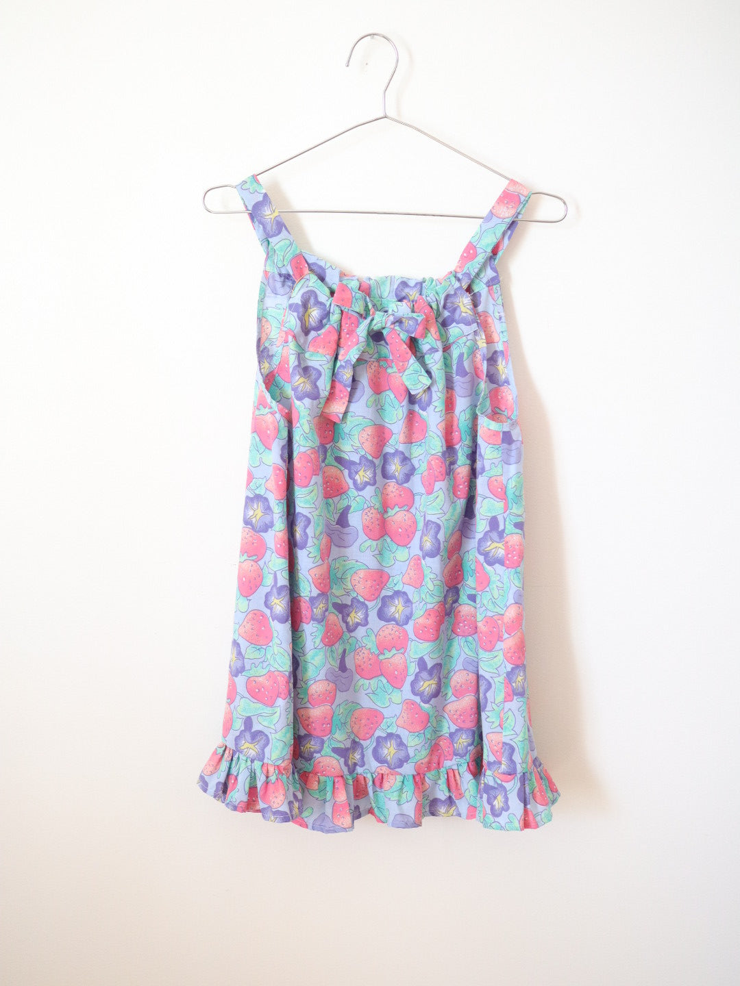 Handmade Strawberry Printed Summer Dress + Bandana + Bag Outfit SET / 8-10Y