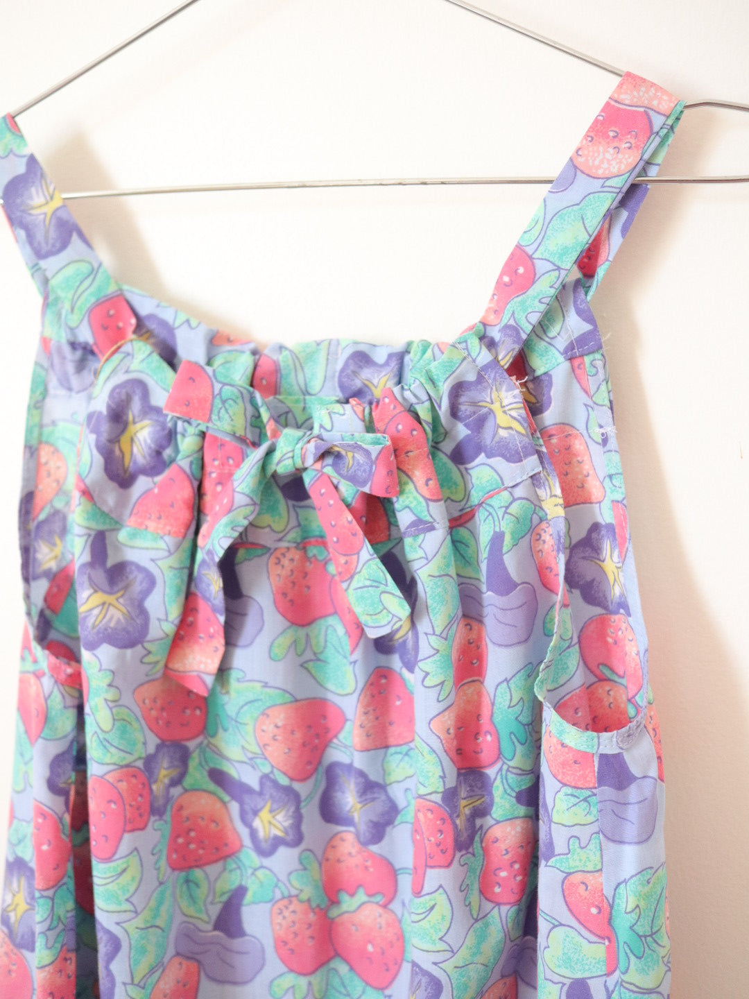 Handmade Strawberry Printed Summer Dress + Bandana + Bag Outfit SET / 8-10Y