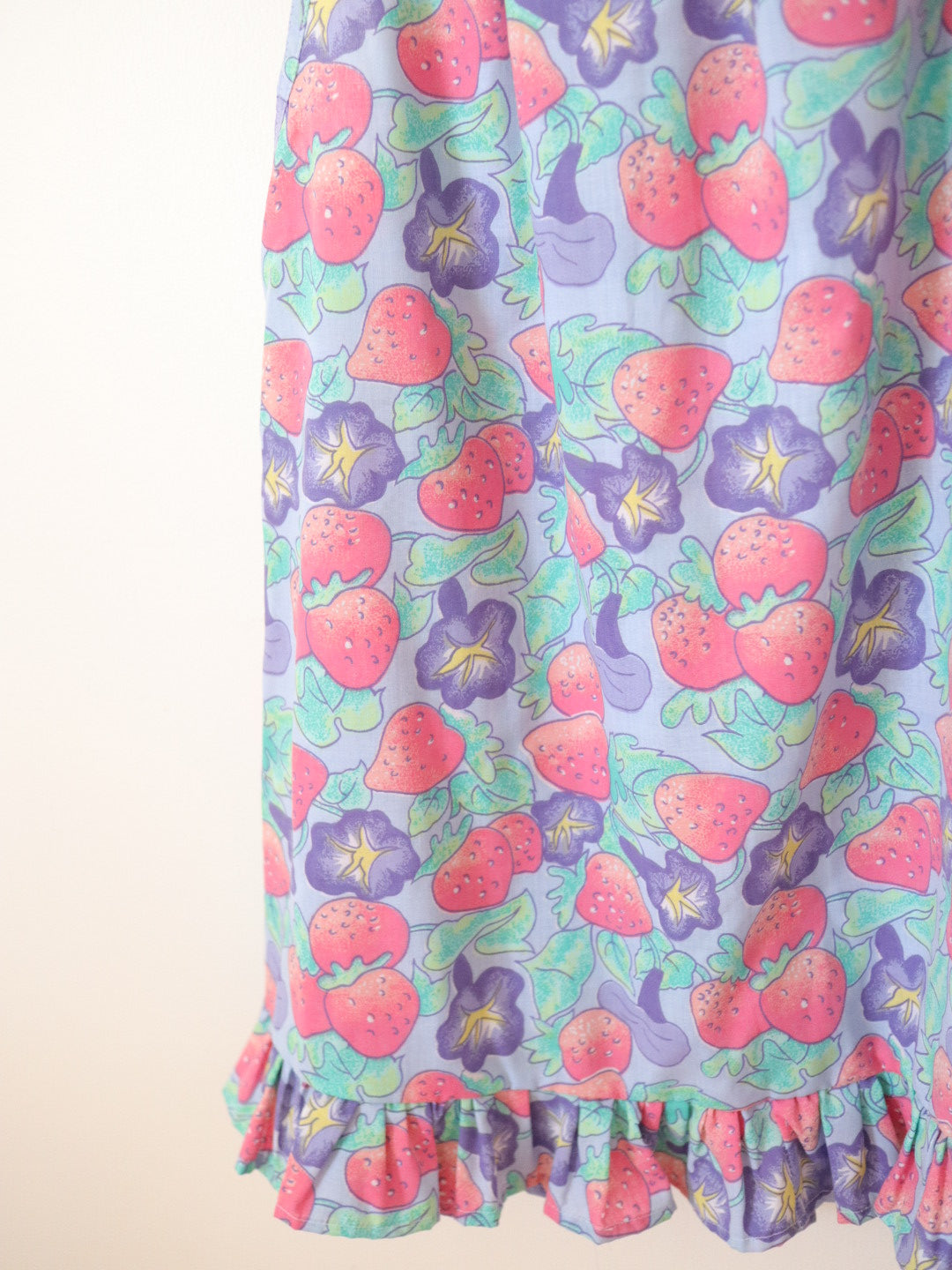 Handmade Strawberry Printed Summer Dress + Bandana + Bag Outfit SET / 8-10Y