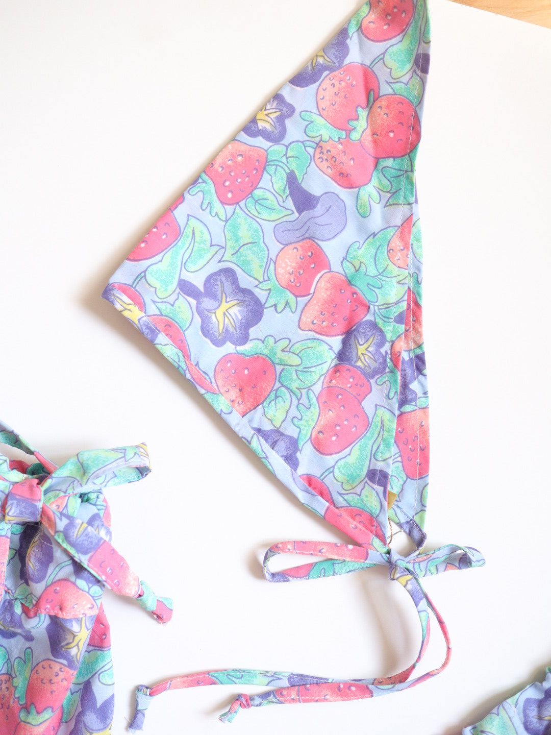Handmade Strawberry Printed Summer Dress + Bandana + Bag Outfit SET / 8-10Y