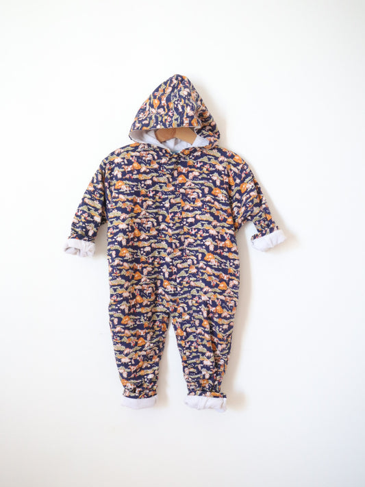 Barboteuse vintage Teddy Bears avec doublure en tissu éponge / 12 mois
