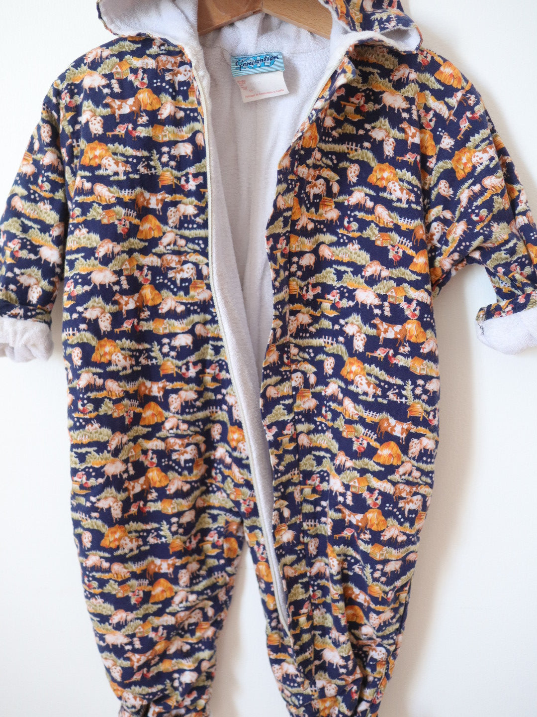 Barboteuse vintage Teddy Bears avec doublure en tissu éponge / 12 mois
