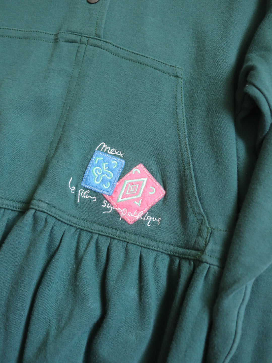 Vintage MEXX Green Hooded Jersey Soft Cotton Dress / 12Y+, Women's S-M