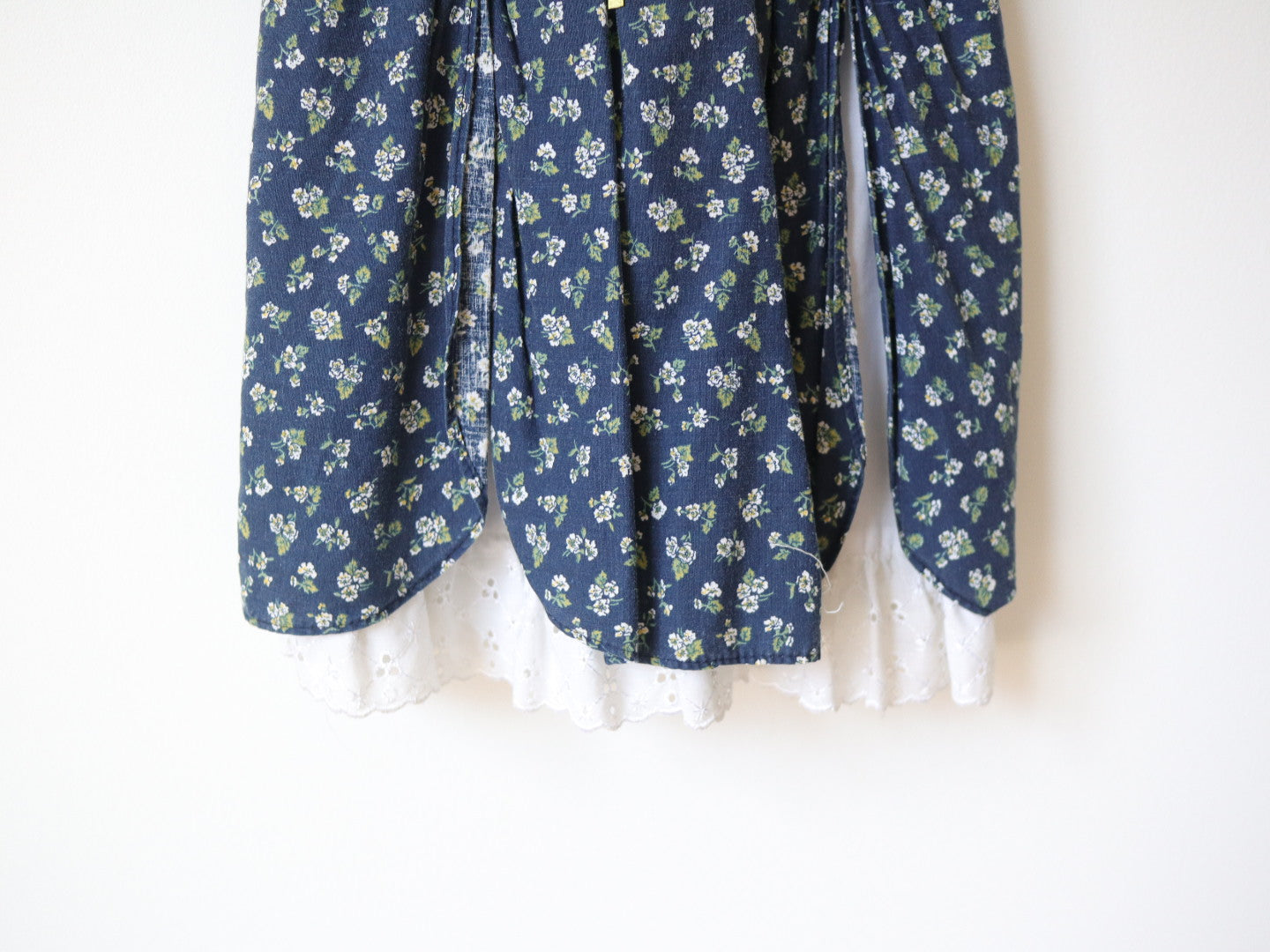 Vintage Big Collar Cotton Navy Floral Cotton Dress / 24M
