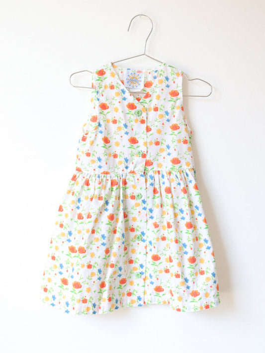 Vintage Poppy Flower Printed Summer Dress / 2-3T