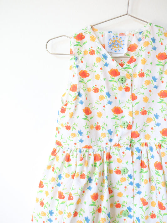 Vintage Poppy Flower Printed Summer Dress / 2-3T