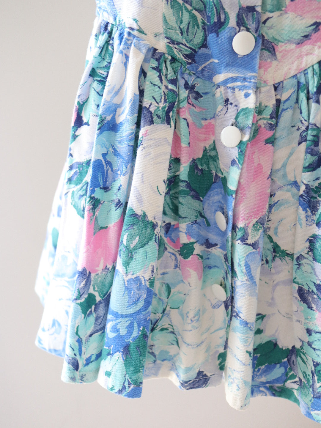 Vintage Blue Floral Cotton Dress / 3-4Y