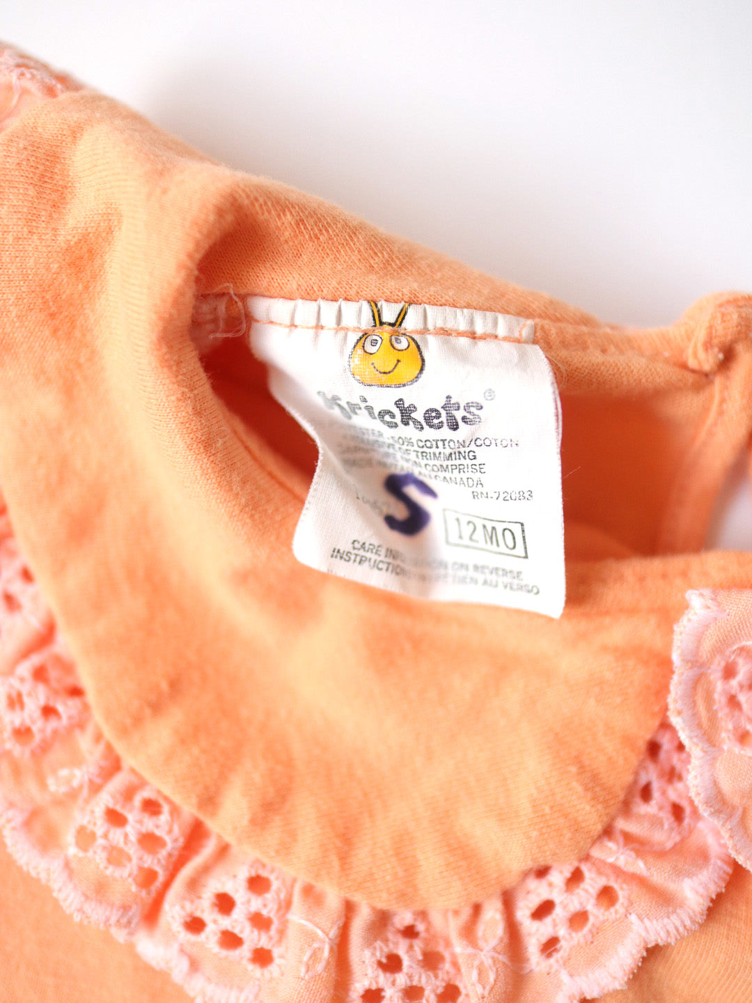 Vintage Orange Frilled Collar Baby T-Shirt / 12-18M