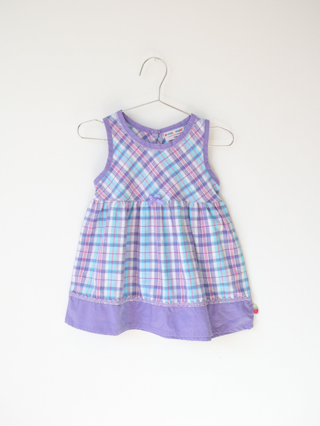 Vintage Please mum Apple Purple Plaid Cotton Dress / 18M
