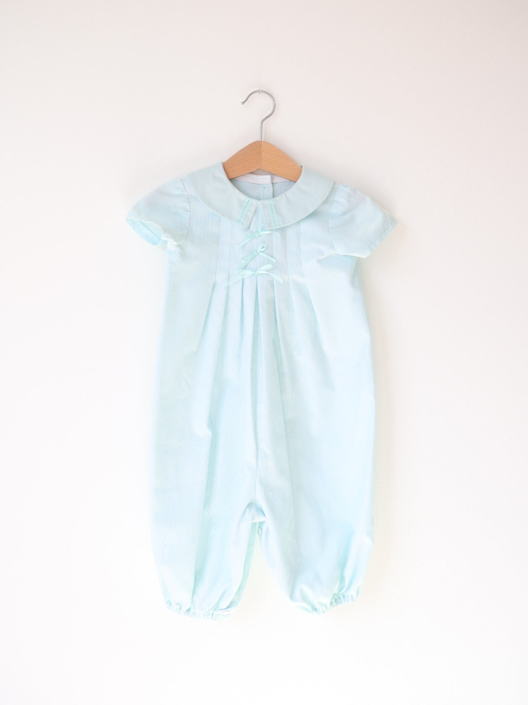 Vintage Baby Blue 3 Bows Rompers / 9-12M