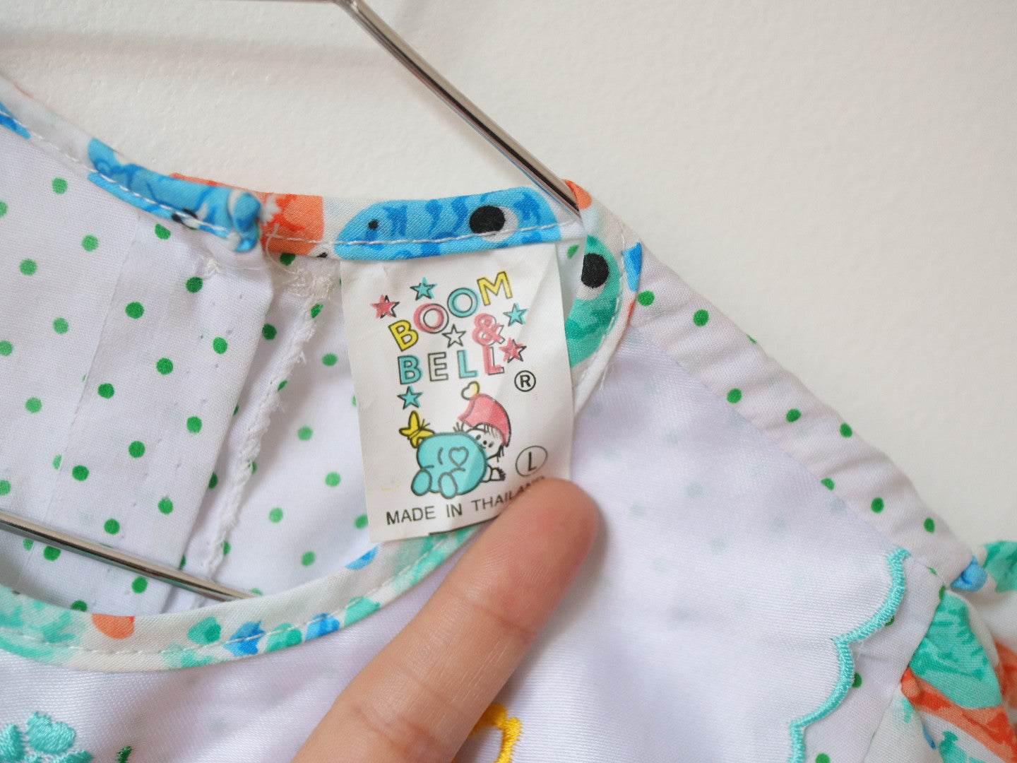 Vintage Dinosaur Green Polka Dot Dress / 24M
