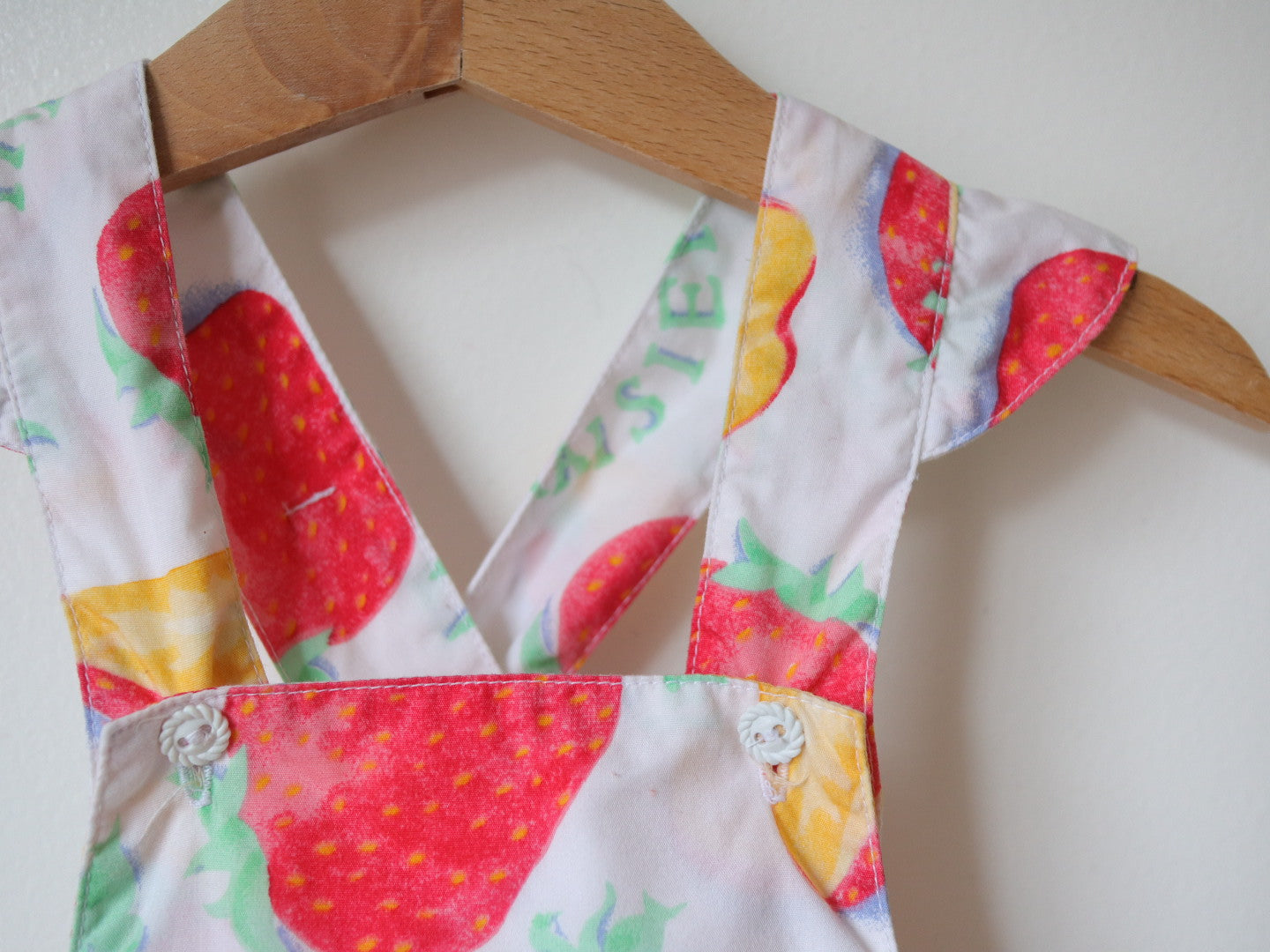 Vintage Strawberry "Fraisier" Baby Summer Romper / 6-9M