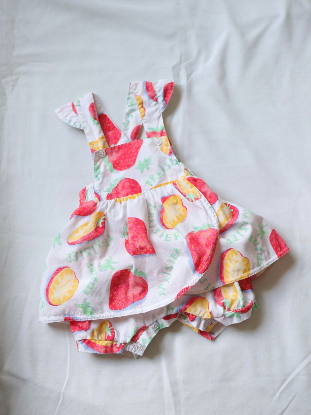Vintage Strawberry "Fraisier" Baby Summer Romper / 6-9M